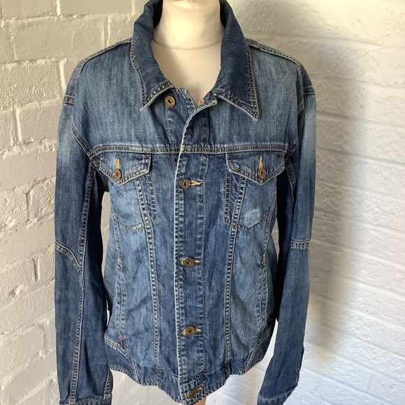 Retro Armani Jeans Indigo 008 Denim Jacket - Size 2XL - P2P 22โ - Button Up - Picture 2 of 7